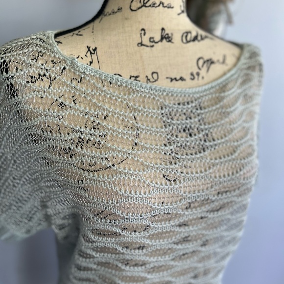 Love stitch cover up vacation top open knitted acrylic metallic thread - Picture 3 of 10